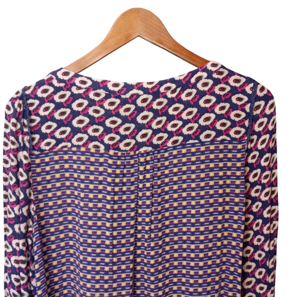 Maeve Anthropologie Cheyenne Mixed Print Peplum Pullover Top Purple Size Medium - Picture 10 of 13